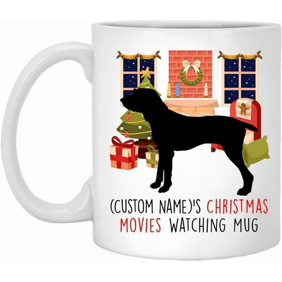 Lovesout Black Silhouette Pudelpointer Dog 2025 Christmas Movies Watching Mug Personalized Name Gifts 2026 New Year Eve Coffee Cup White 11 oz