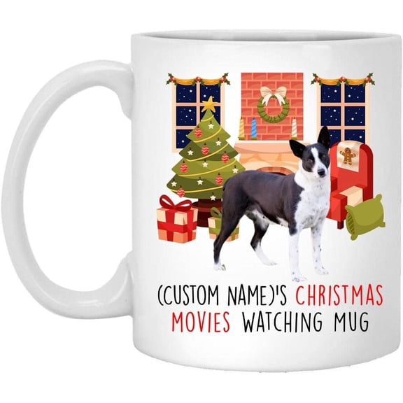 Lovesout Brown White Mcnab Dog 2025 Christmas Movies Watching Mug Personalized Name Gifts 2026 New Year Eve Coffee Cup White 11 oz