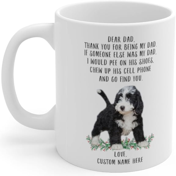 Lovesout Funny Saying Bernedoodle Puppy Black White Dog Dad Personalized Name Christmas 2025 Gifts Coffee Mug White 11 Oz