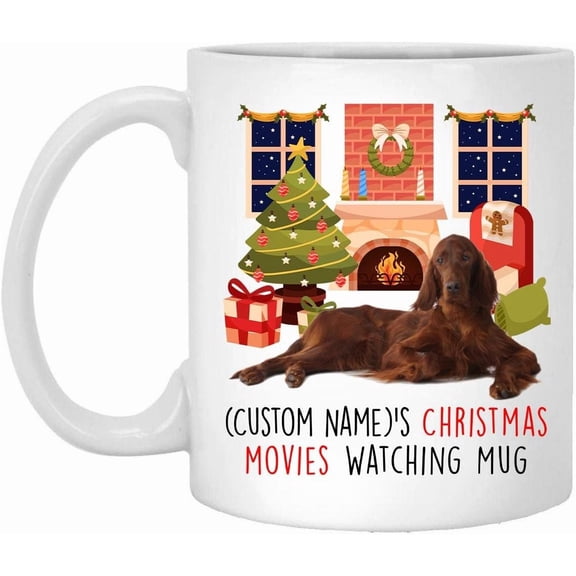 Lovesout Lying Irish Red Setter Dog 2025 Christmas Movies Watching Mug Personalized Name Gifts 2026 New Year Eve Coffee Cup White 11 oz