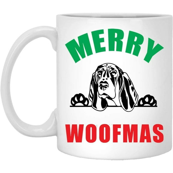 Lovesout Merry Woofmas Basset Hound Paws Up 2025 Christmas Gifts New Years 2026 Decorations Coffee Mug Ceramic White 11 oz