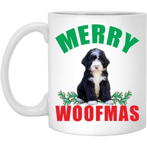 Lovesout Merry Woofmas Bernedoodle Choco White 2025 Christmas Gifts New Years 2026 Decorations Coffee Mug Ceramic White 11 oz