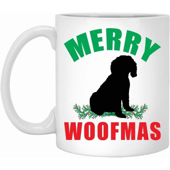 Lovesout Merry Woofmas Bernedoodle Silhouette 2025 Christmas Gifts New Years 2026 Decorations Coffee Mug Ceramic White 11 oz