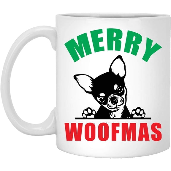 Lovesout Merry Woofmas Chihuahua Peeking 2025 Christmas Gifts New Years 2026 Decorations Coffee Mug Ceramic White 11 oz