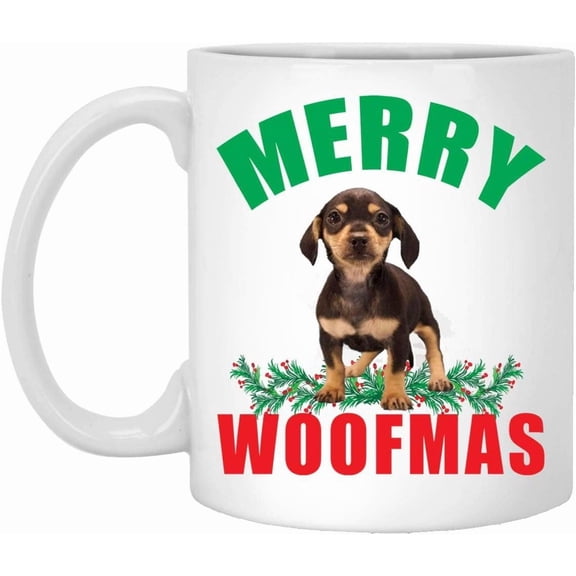 Lovesout Merry Woofmas Chiweenie Black Tan 2025 Christmas Gifts New Years 2026 Decorations Coffee Mug Ceramic White 11 oz