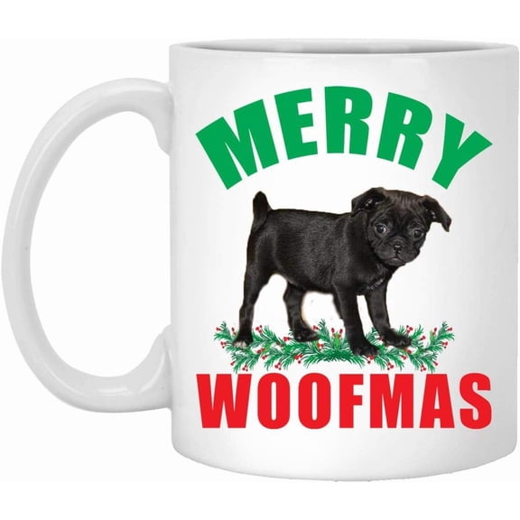 Lovesout Merry Woofmas Chug Dog Black 2025 Christmas Gifts New Years 2026 Decorations Coffee Mug Ceramic White 11 oz