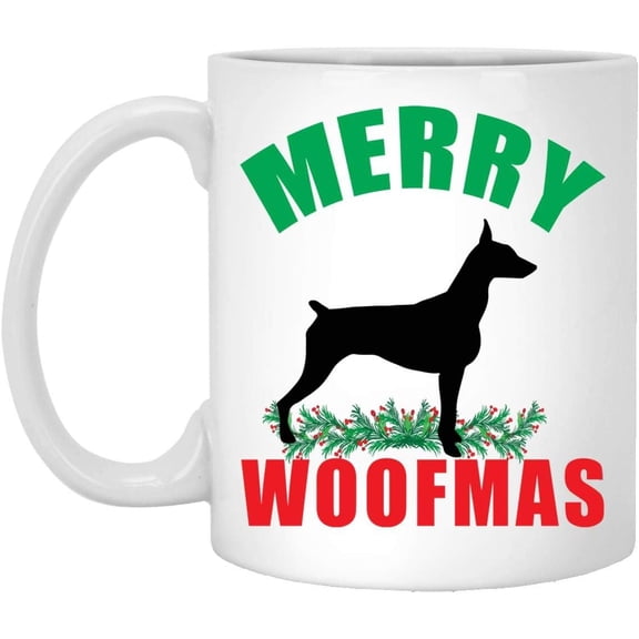 Lovesout Merry Woofmas German Pinscher Silhouette 2025 Christmas Gifts New Years 2026 Decorations Coffee Mug Ceramic White 11 oz