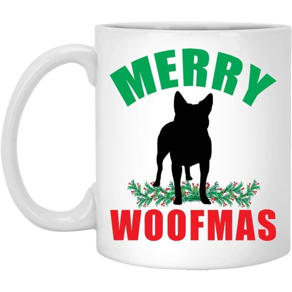 Lovesout Merry Woofmas Red Heeler Silhouette 2025 Christmas Gifts New Years 2026 Decorations Coffee Mug Ceramic White 11 oz