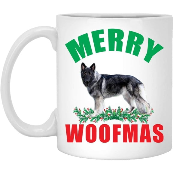 Lovesout Merry Woofmas Shiloh Shepherd Dog Grey 2025 Christmas Gifts New Years 2026 Decorations Coffee Mug Ceramic White 11 oz