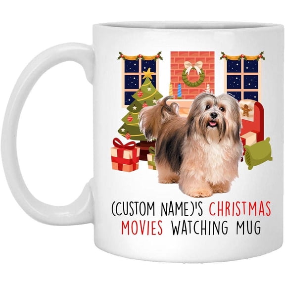 Lovesout Red Sable Havanese Dog 2025 Christmas Movies Watching Mug Personalized Name Gifts 2026 New Year Eve Coffee Cup White 11 oz