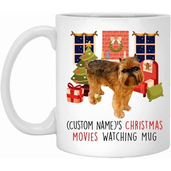 Lovesout Sable Brussels Griffon Dog 2025 Christmas Movies Watching Mug Personalized Name Gifts 2026 New Year Eve Coffee Cup White 11 oz