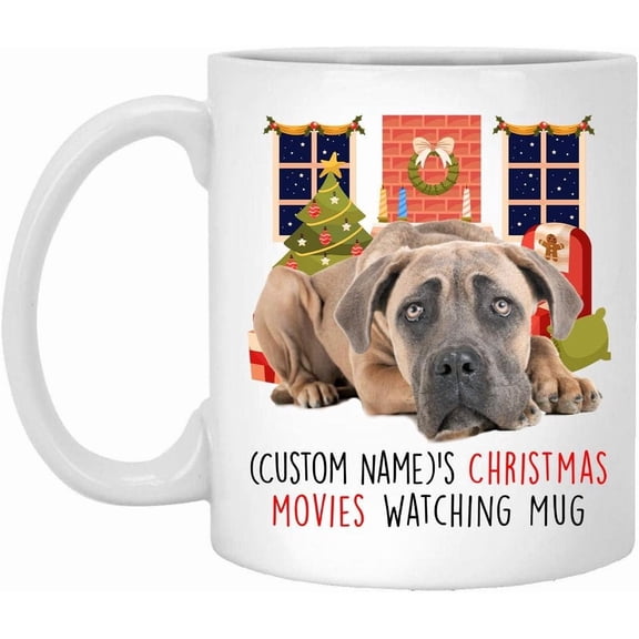 Lovesout Sable Cane Corso Dog 2025 Christmas Movies Watching Mug Personalized Name Gifts 2026 New Year Eve Coffee Cup White 11 oz