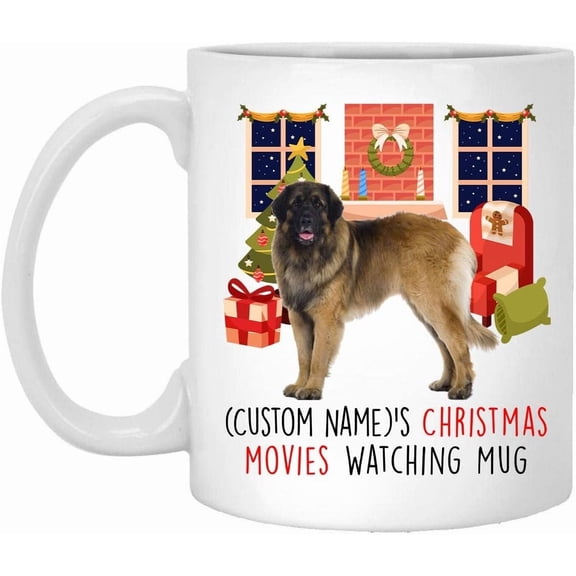 Lovesout Sable Leonberger Dog 2025 Christmas Movies Watching Mug Personalized Name Gifts 2026 New Year Eve Coffee Cup White 11 oz