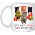thumbnail image 1 of Lovesout Silver Tabby Cat 2025 Christmas Movies Watching Mug Personalized Name Gifts 2026 New Year Eve Coffee Cup White 11 oz, 1 of 5