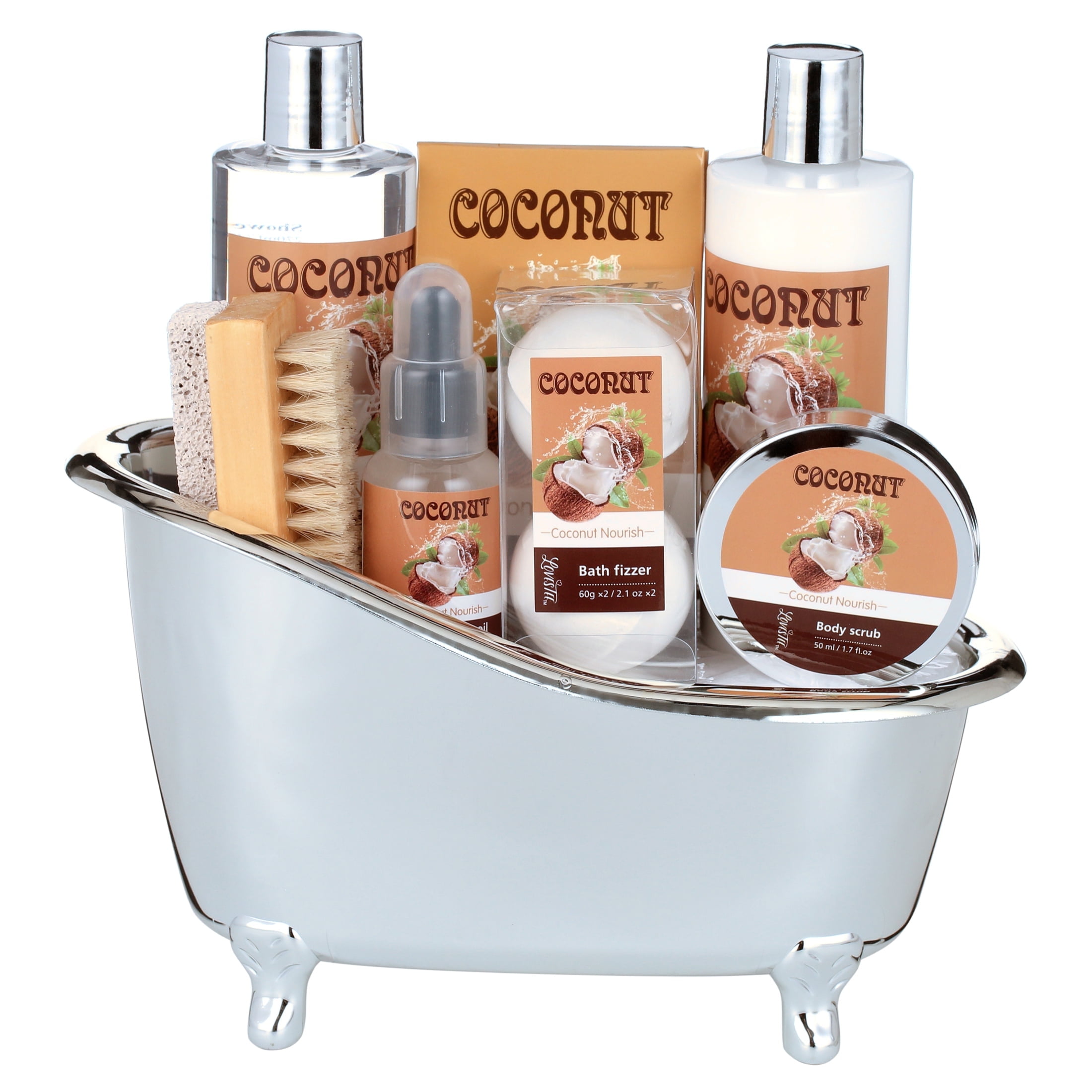 Lovestee Relaxing Coconut Body Scrub Bath Set Spa Gift Basket