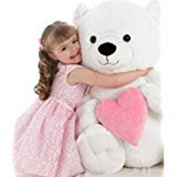 Lovette the Giant White Teddy Bear Push Toy Holding a Pink Heart - By Ganz