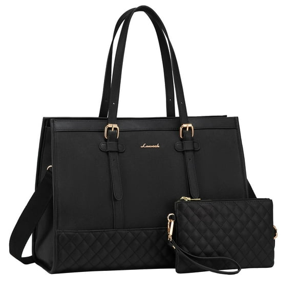 Lovevook Adult adjustable shoulder strap Canvas Pu Leather Messenger Bags, Pure Black