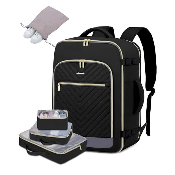 Lovevook Backpack Men Women, 40L Expandable Carry On Backpack Set Airline Approved, Larger Waterproof Suitcase Weekender Overnight Bag TSA Friendly