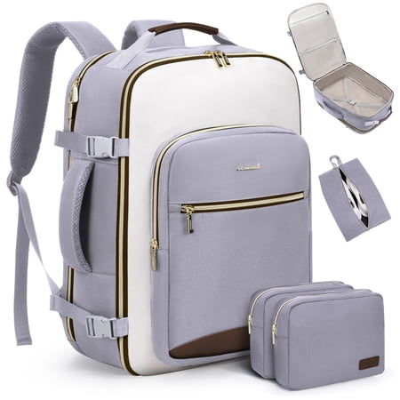 Lovevook Backpack Men Women, 40L Expandable Carry On Backpack Set Airline Approved, Larger Waterproof Suitcase Weekender Overnight Bag TSA Friendly