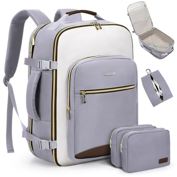 Lovevook Backpack Men Women, 40L Expandable Carry On Backpack Set Airline Approved, Larger Waterproof Suitcase Weekender Overnight Bag TSA Friendly