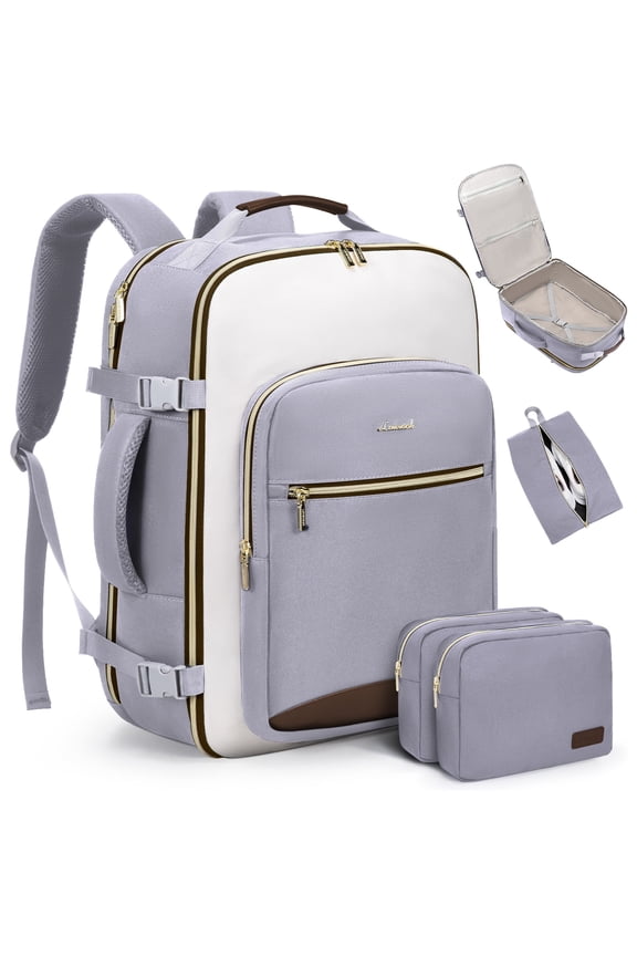 Backpack Men Women, 40L Expandable Carry On Backpack Set Airline Approved, Larger Waterproof Suitcase Weekender Overnight Bag TSA Friendly