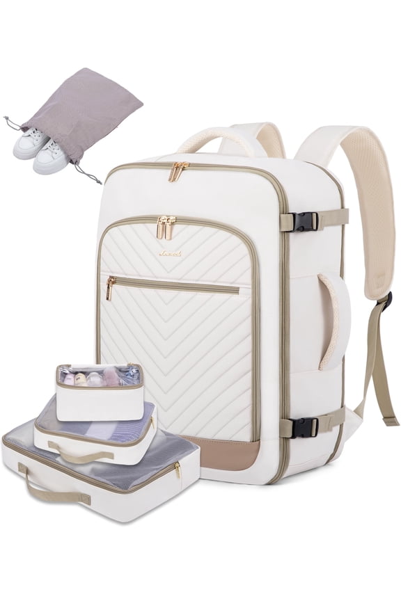 Backpack Men Women, 40L Expandable Carry On Backpack Set Airline Approved, Larger Waterproof Suitcase Weekender Overnight Bag TSA Friendly