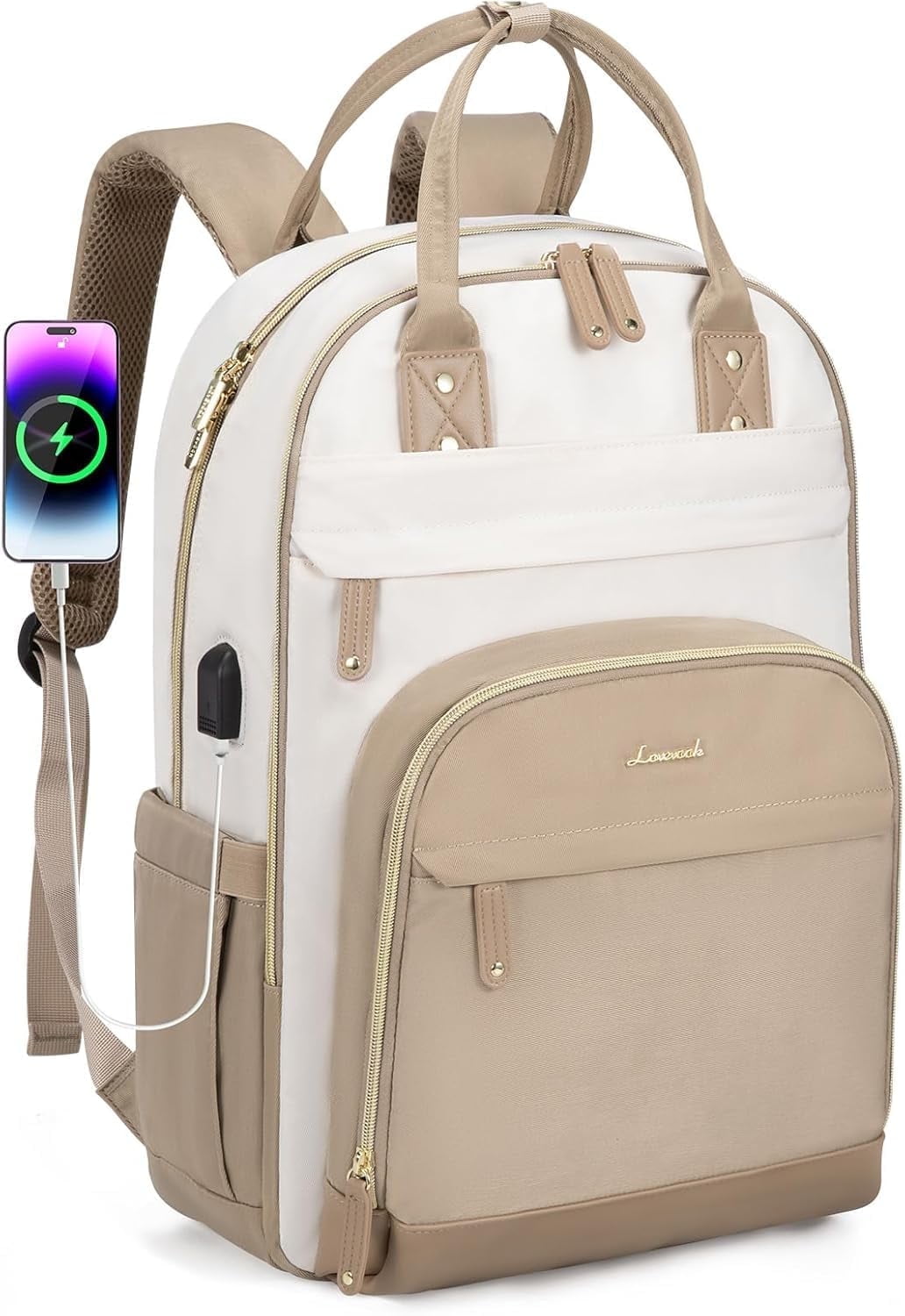 Lovevook Backpack Purses for Women, 15.6 Inch Laptop Backpack College Computer Bag, Multi-Functional Travel Work Bag Teacher Nurse Bag with USB Charging Port