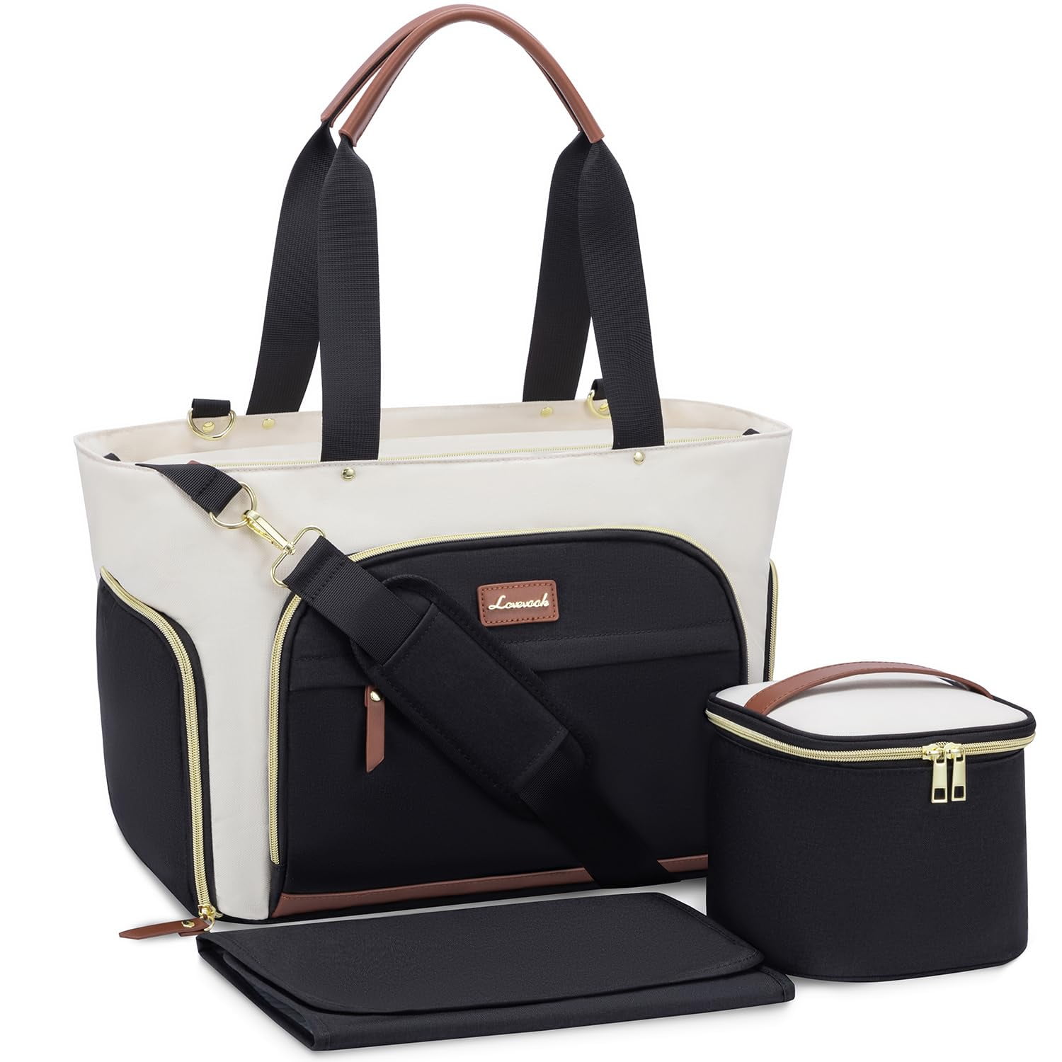 Lovevook Breast Pump Bag Diaper Bag Tote with Changing Pad Work Bag for Breastfeeding Mom with Separate Breast Milk Storage Bag 15