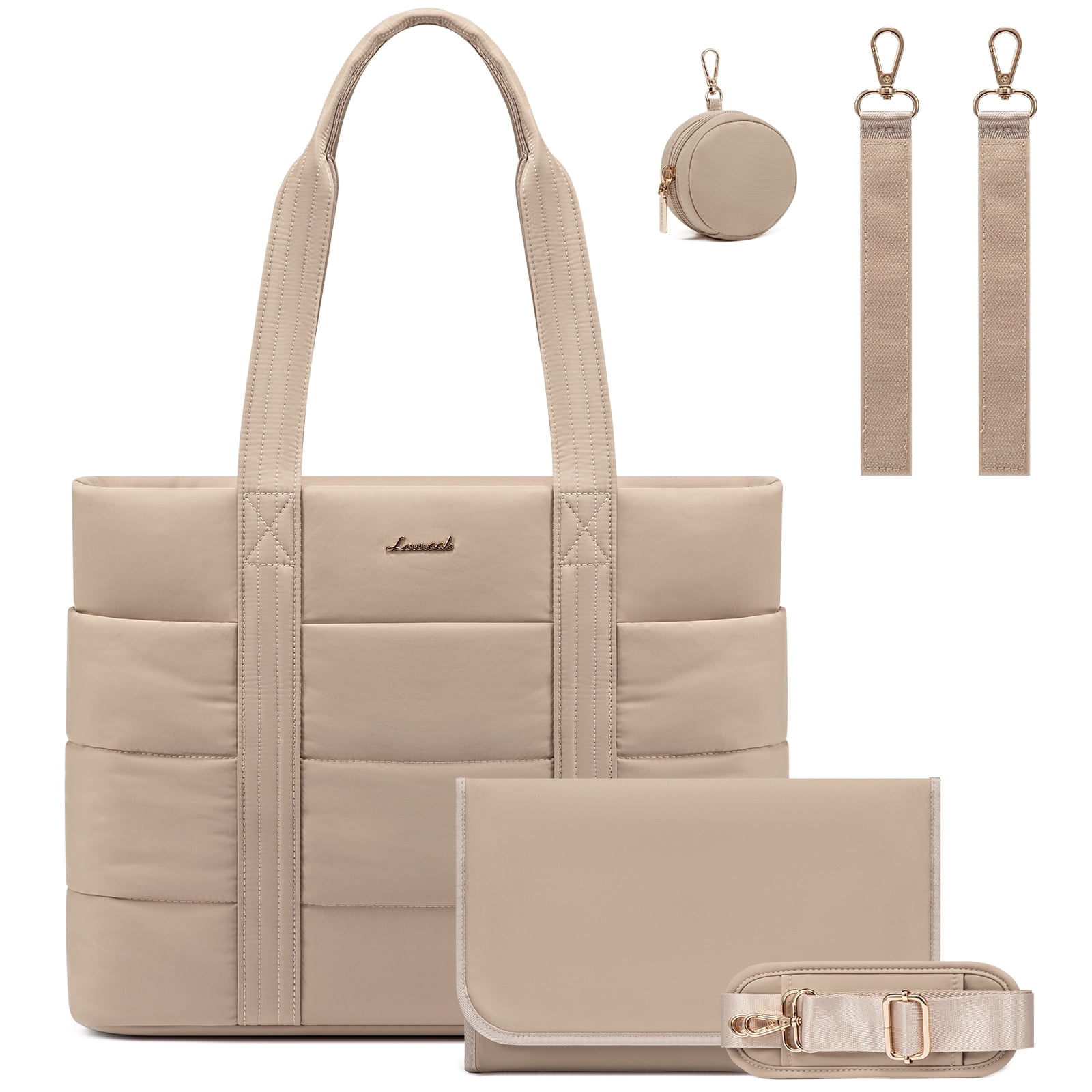 Lovevook Diaper Bag Tote,Fashion Mommy Tote Bag Work Travel Diaper Bag Fit up to 15.6inch Laptop Chic Puffer Fabric Soft & Comfortable
