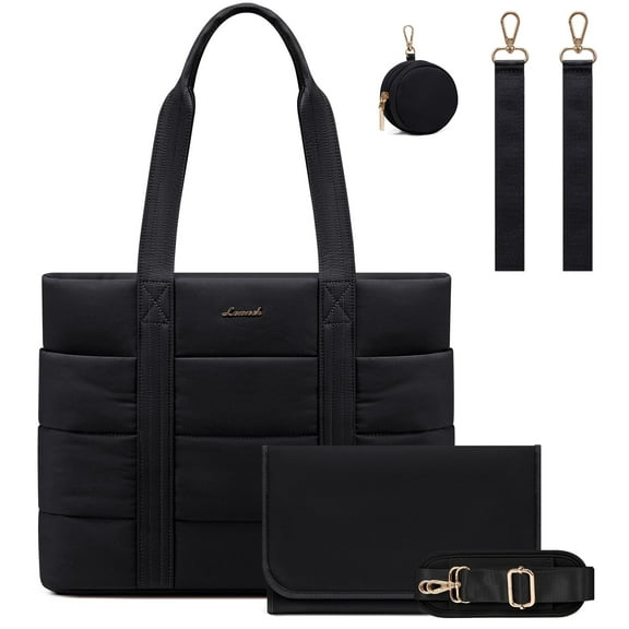Lovevook Diaper Bag Tote,Fashion Mommy Tote Bag Work Travel Diaper Bag Fit up to 15.6inch Laptop Chic Puffer Fabric Soft & Comfortable