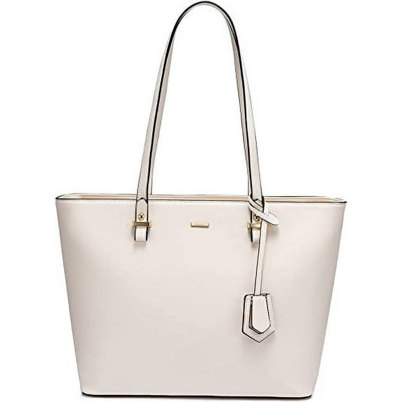 Lovevook Handbags for Women, Classic Black Purses Work Tote Bag,Top Handle Shoulder Bag-Large & Beige