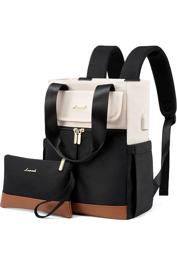 Laptop Backpack 15.6",2 in 1 Design Wide Top Open Women Backpack Purses,Women Teacher Nurse Work Business Tote Bag,College Travel Computer Bag