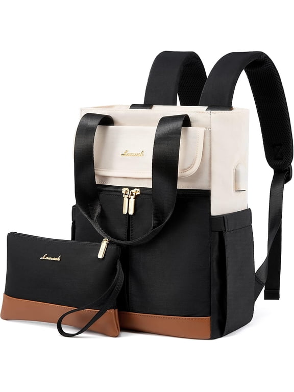 Laptop Backpack 15.6",2 in 1 Design Wide Top Open Women Backpack Purses,Women Teacher Nurse Work Business Tote Bag,College Travel Computer Bag