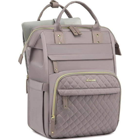 Lovevook Laptop Backpack for Women,Quilted Fashion Nurse Teacher Work Backpack Purses,Water-Resistant Travel Computer Bag for College Office Ladies Fit 15.6" Laptop