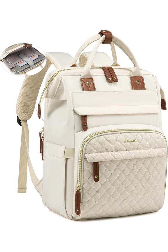 Laptop Backpack for Women,Quilted Fashion Nurse Teacher Work Backpack Purses,Water-Resistant Travel Computer Bag for College Office Ladies Fit 15.6" Laptop
