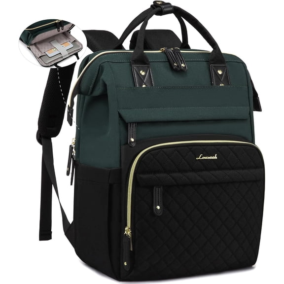 Lovevook Laptop Backpack for Women,Quilted Fashion Nurse Teacher Work Backpack Purses,Water-Resistant Travel Computer Bag for College Office Ladies Fit 15.6" Laptop