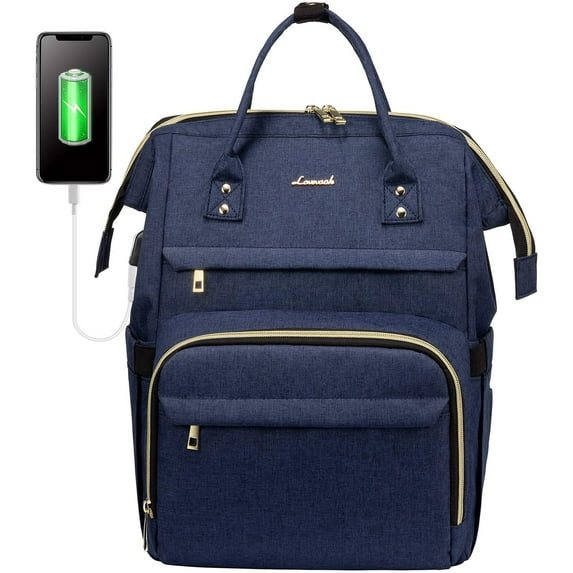 Lovevook Laptop Backpack for Women,15.6" Teacher Backpack Nurse Bags,Womens Work Backpack Purse Travel Back Pack-Navy Blue