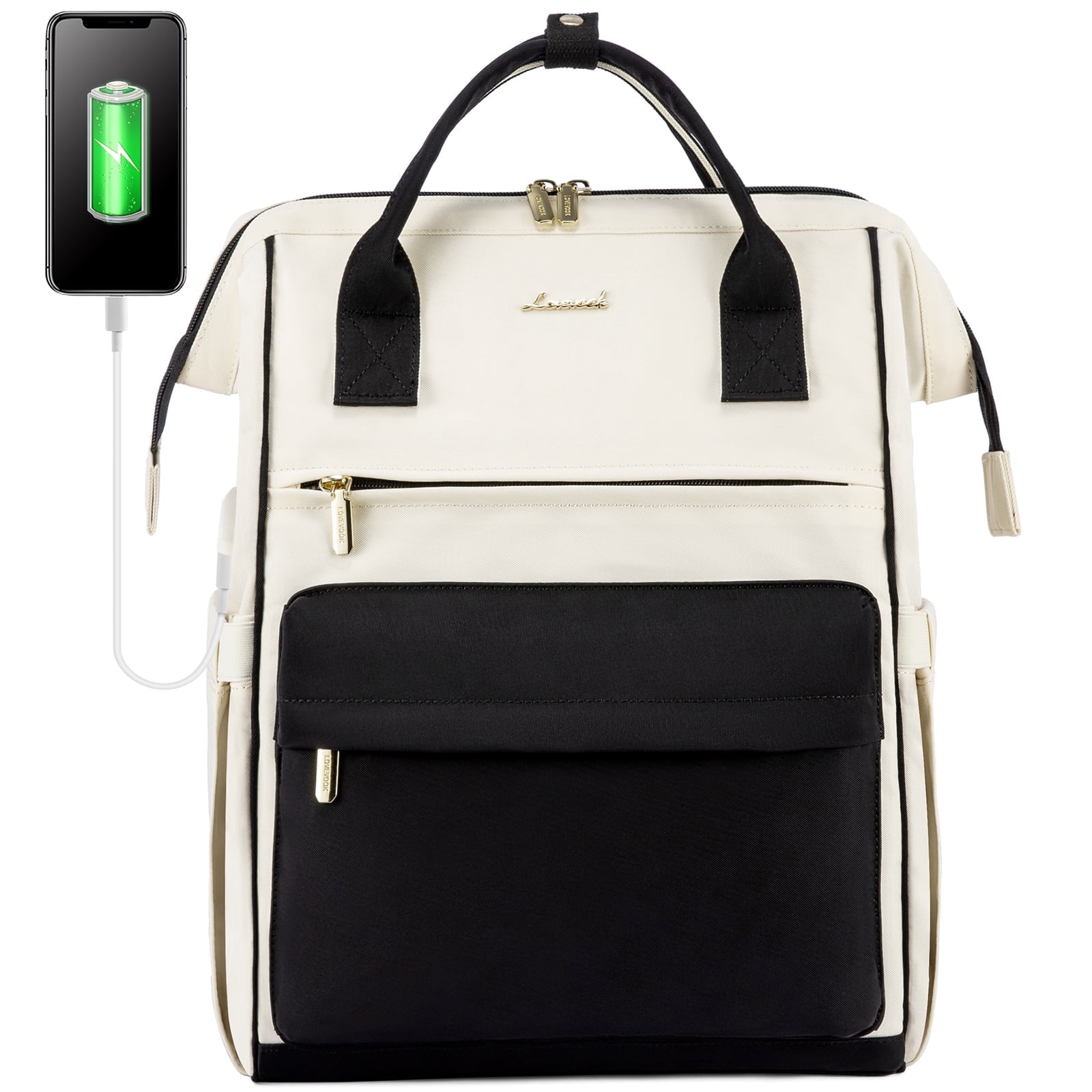 Lovevook Laptop Backpack for Women, Vintage Teacher College Nurse Work Computer Bag Fit 15.6" Laptop with USB Port, Waterproof Travel Backpack Purses