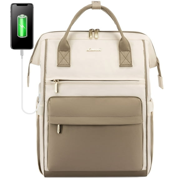 Lovevook Laptop Backpack for Women, Vintage Teacher College Nurse Work Computer Bag Fit 15.6" Laptop with USB Port, Waterproof Travel Backpack Purses