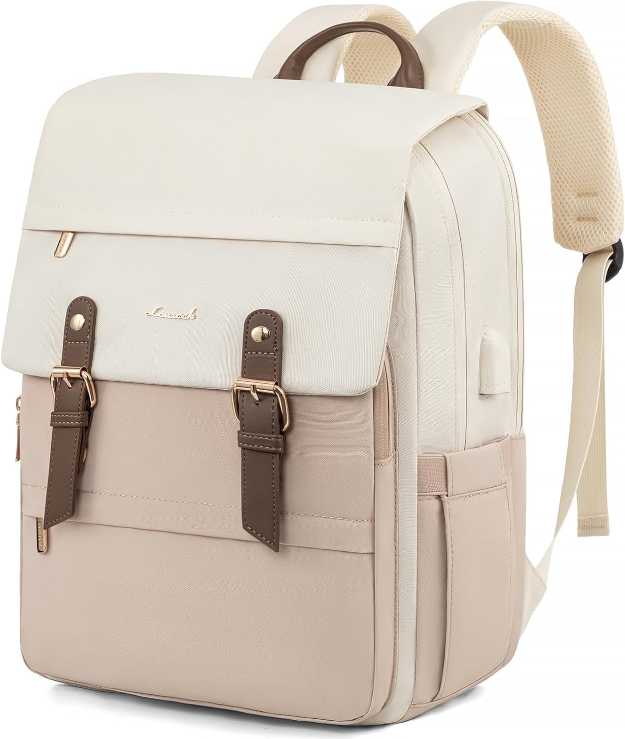 Lovevook Laptop Backpack for Women, Vintage Teacher College Nurse Work Computer Bag Fit 15.6" Laptop with USB Port, Waterproof Travel Backpack Purses