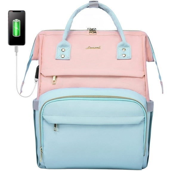 Lovevook Laptop Bag 15.6", Women Work Computer Bag Teacher Nurse Backpack Purse with USB, Waterproof Travel Backpack College Bookbag