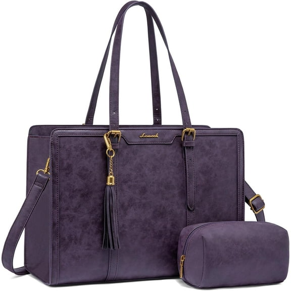 Lovevook Vintage Handbag Purses, Large Laptop Tote Bag for Women Fit 15.6 Inch Laptop, Tote Bag, Waterproof Pu Leather Work Bags for Elegance Ladies