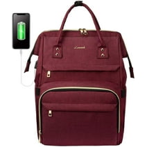 Lovevook Laptop Bag for Women, Travel Backpack Work Bag Fit 15.6" Laptop, Teacher Nurse College Book Bag Backpack Purse -Red Wine