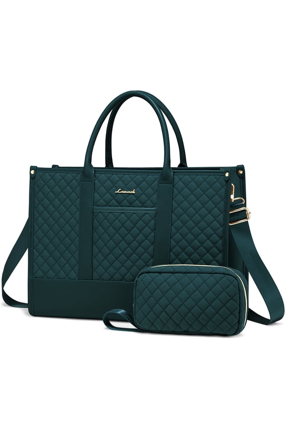 Laptop Tote Bag for Women, Canvas Work Bag Fit 15.6" Laptop, Fashion Handbag Shoulder Bag with Clutch Purse for Daily