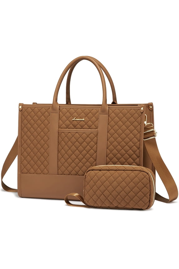 Laptop Tote Bag for Women, Canvas Work Bag Fit 15.6" Laptop, Fashion Handbag Shoulder Bag with Clutch Purse for Daily