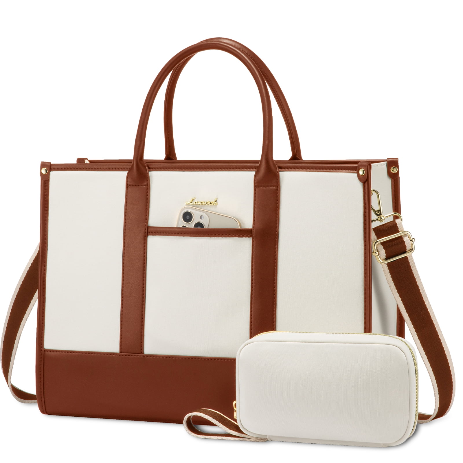 Lovevook Laptop Tote Bag for Women Lightweight Pu Leather Work Tote Bag with Clutch Purse Large Computer Bag Briefcase Fit for 15.6 Laptop Walmart