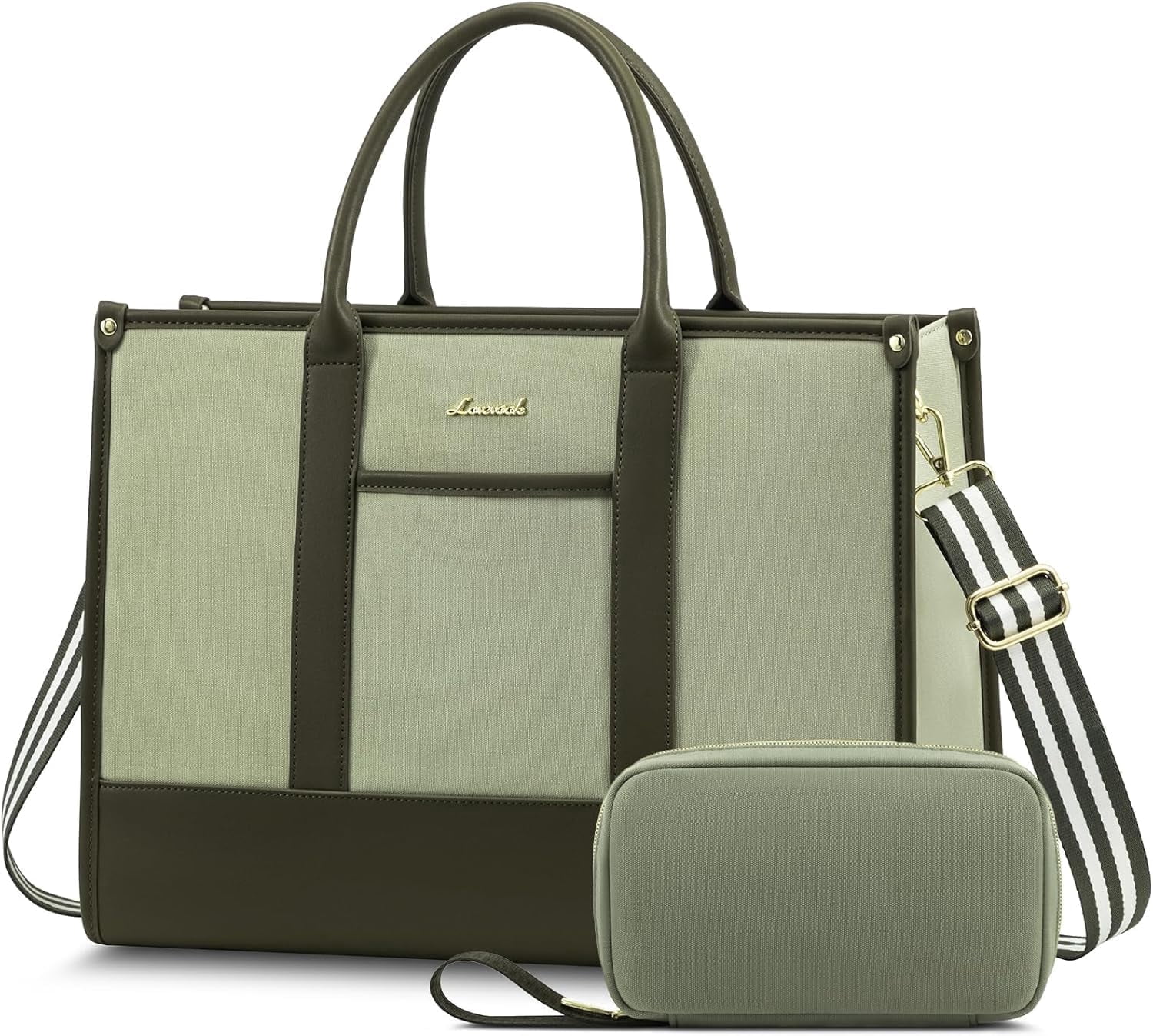 Lovevook Laptop Tote Bag for Women, Lightweight Pu Leather Work Tote Bag with Clutch Purse, Large Computer Bag Briefcase Fit for 15.6" Laptop
