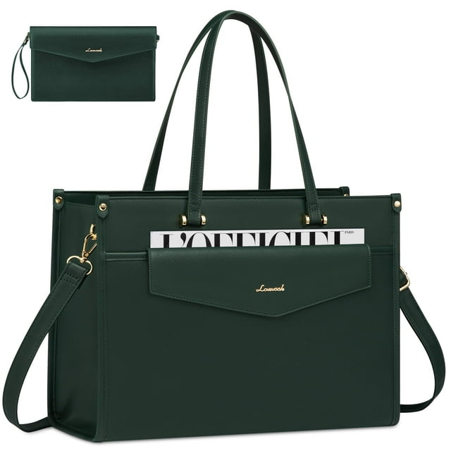 Lovevook Laptop Tote Bag for Women,PU Leather Teacher Nurse Office Ladies Work Bag,Classy Anti-Thief Women Handbags Shoulder Bags-Large