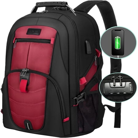 Lovevook Men Travel Backpack with Lock, Waterproof Work Computer Bag Fit for 17" Laptop, Large College Book Bag with USB