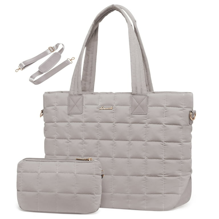 Lovevook Puffer Tote Bag for Women, Quilted Work Tote Bag Fits